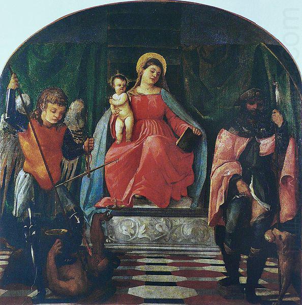 Vierge a l'Enfant entre saint Michel et saint Roch, Francesco Vecellio
